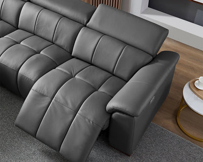 Electric Sofa Left-Facing L-Shaped Leather Recliner with USB Port
