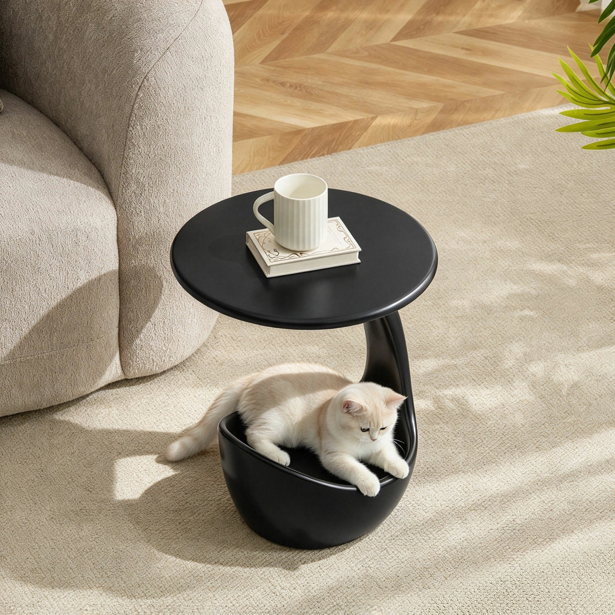 15.75'' 2-in-1 Pet Friendly End Table, No Assembly Fiberglass Base