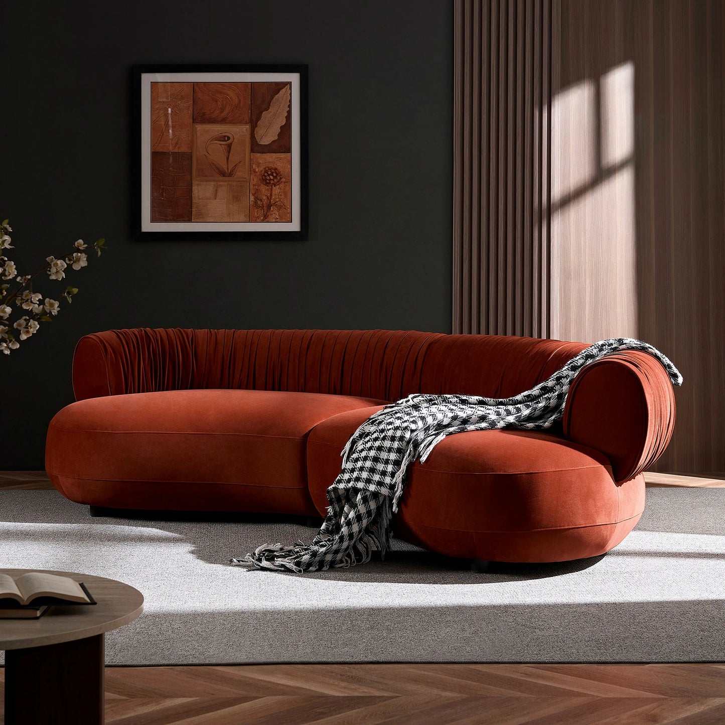 102.36" Modern Curved Sofa – Crescent Silhouette, Living Room