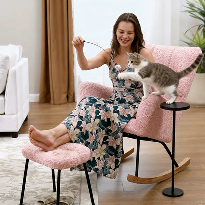 Comfy Upholstered Lounge Chair Rocking Chair with High Backrest