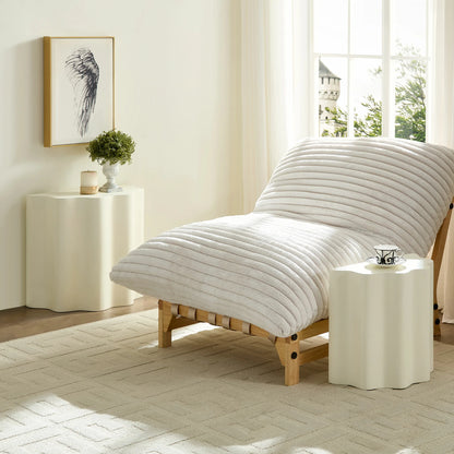 Modern Wavy Edge Fiberglass Set - Side & Console Table, No Assembly