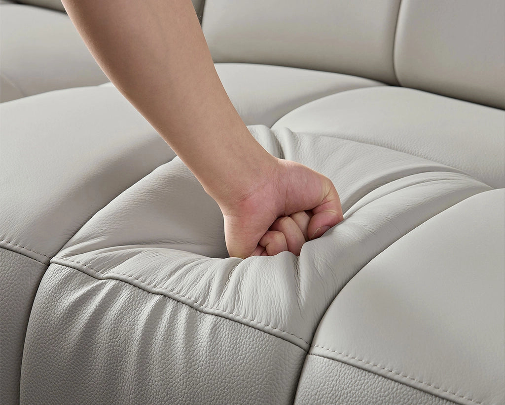 Modern Power Reclining Leather Sofa with Theater Seating & USB Port