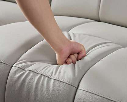 Modern Power Reclining Leather Sofa with Theater Seating & USB Port