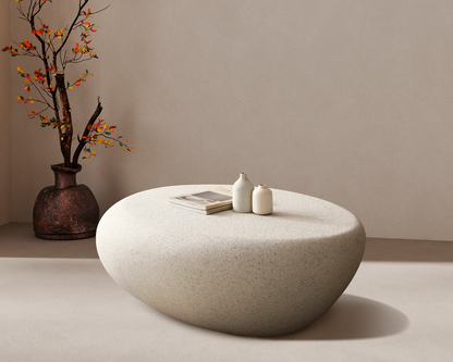 Elliptical Rocks Coffee Table – Stylish Matte Fiberglass Table with Vintage Charm