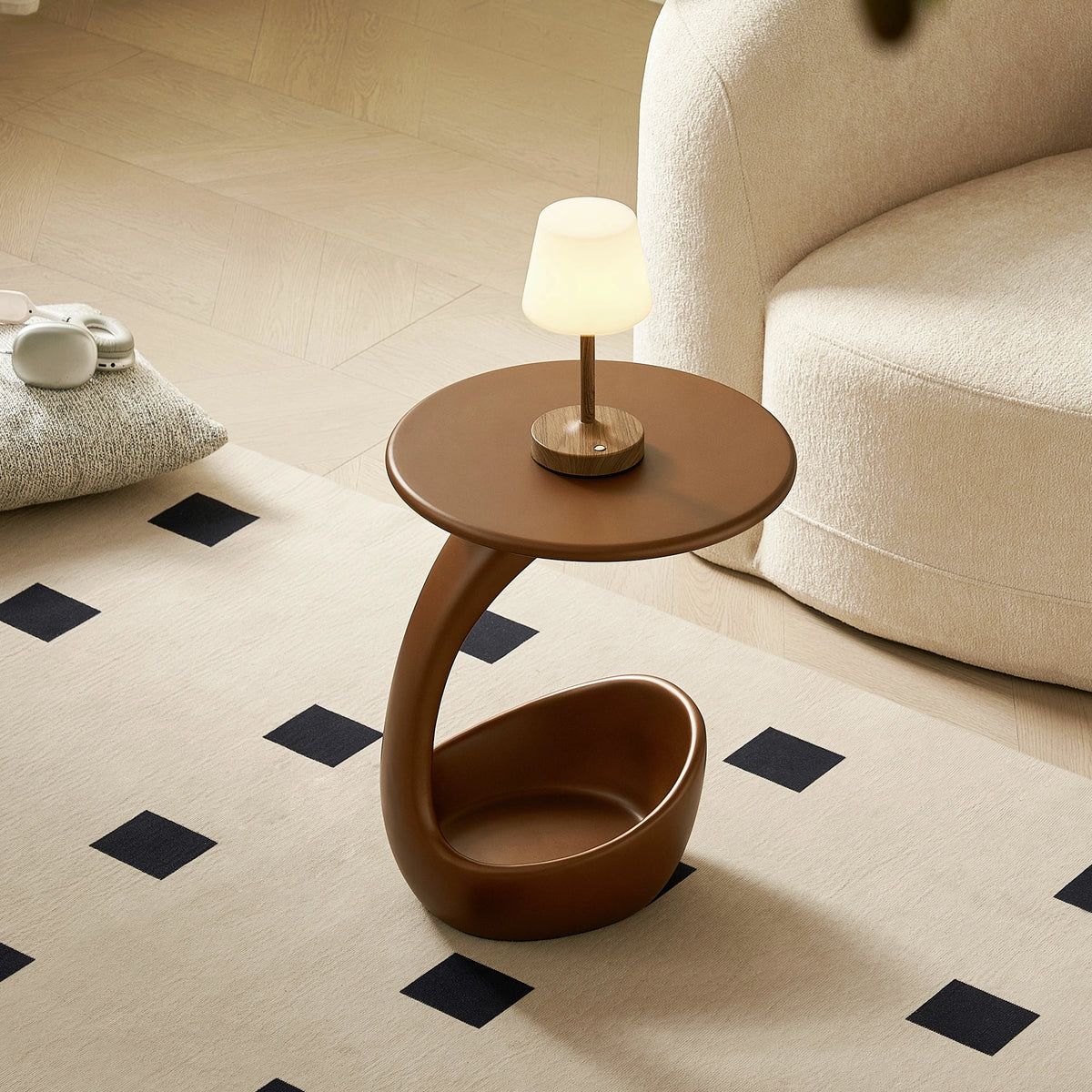 15.75'' 2-in-1 Pet Friendly End Table, No Assembly Fiberglass Base