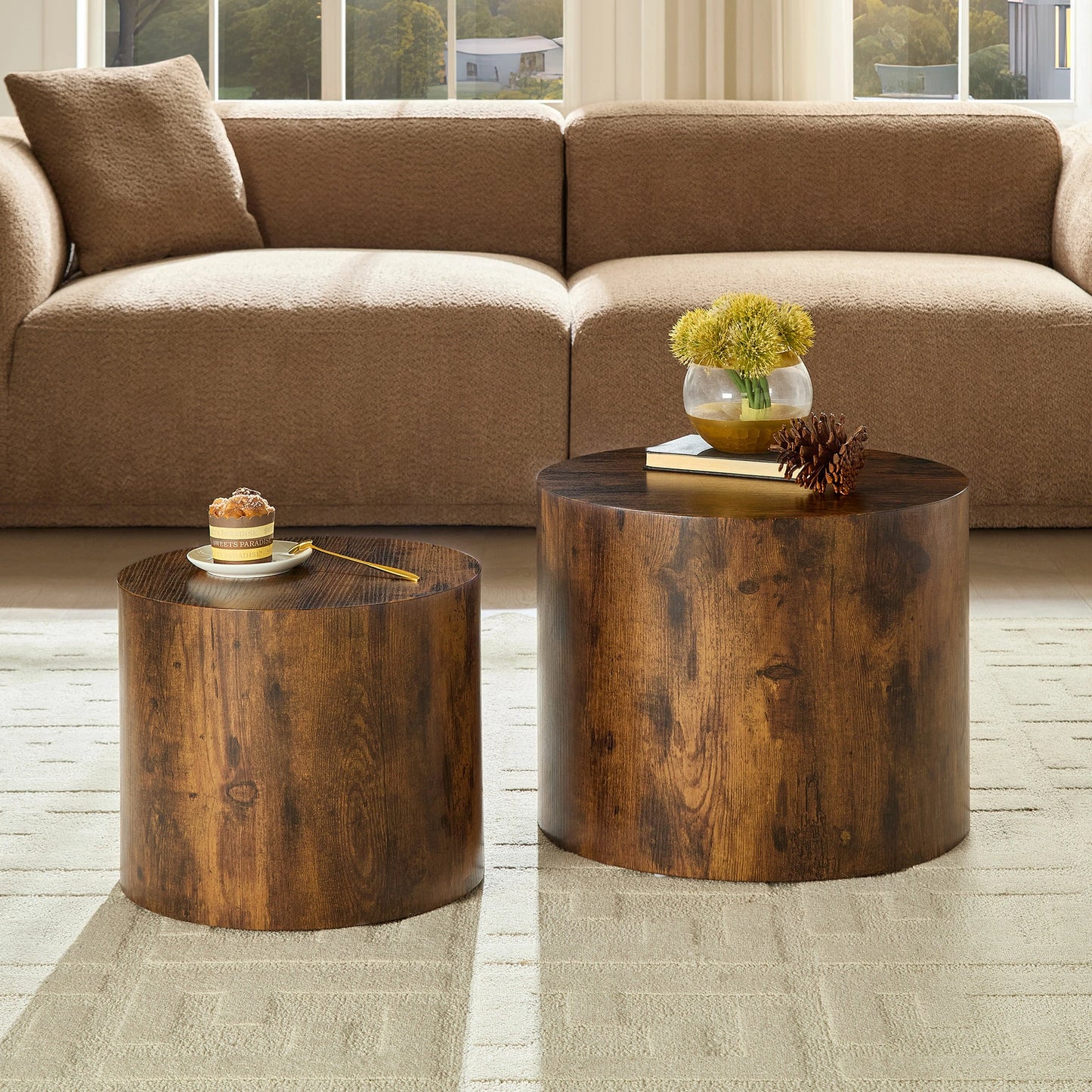 WILLIAMSPACE 2-Piece Nesting Coffee Table Set – Round, No Assembly