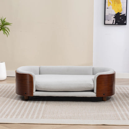 38.58"Scandinavian Dog Bed with Wood Legs & Bent Wood Back