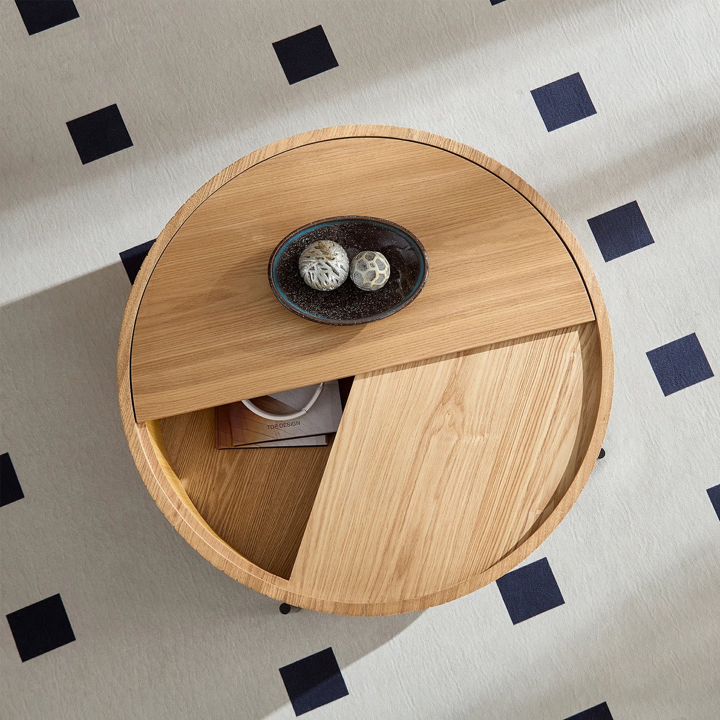 Round Coffee Table with Storage – Accent Tea Table for Home & Office