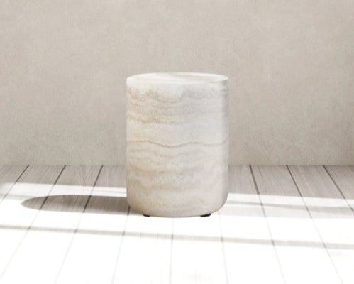 15.74" Round Faux Mars Marble Pattern Coffee Table