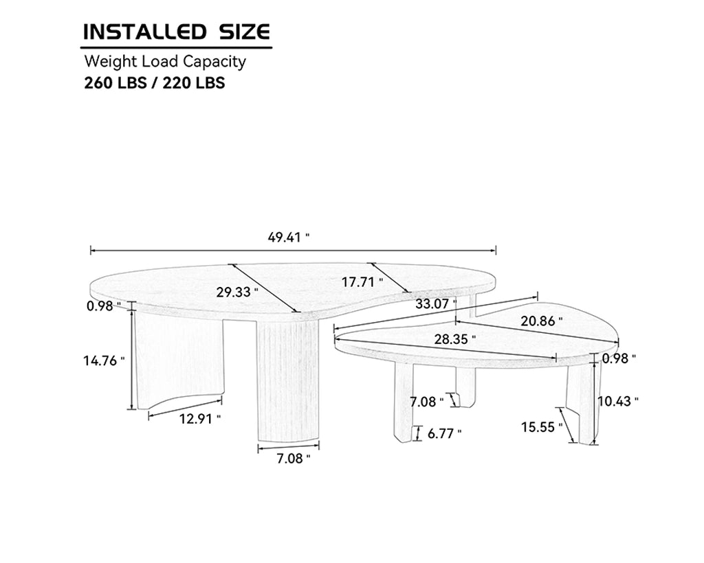 (Pre-Sale)2-Piece Easy Assembly Modern Irregular Shape Coffee Table Set