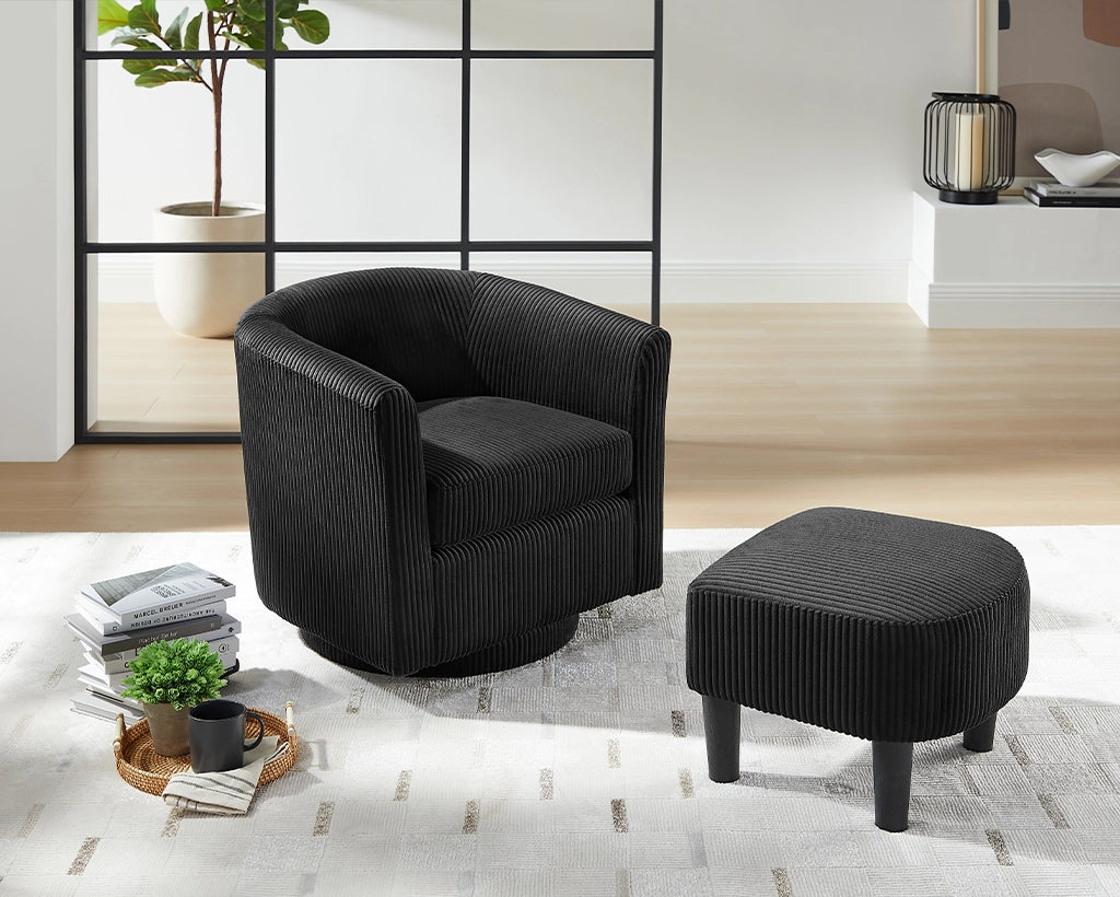 Swivel Accent Chair 360° Comfy Recliner Corduroy Arm Chair