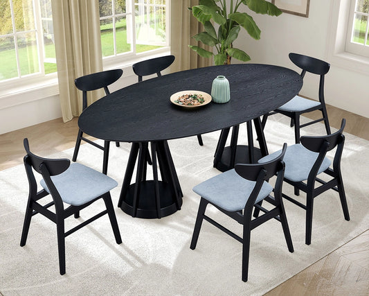 (1 Table+6 Chairs) 78.74 Inch Modern Dining Table Set of 7 pcs