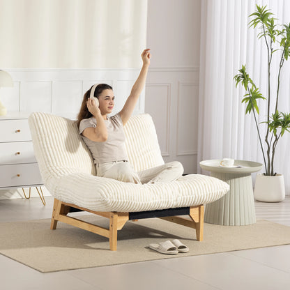 Bean Bag Chair with Solid Wood Frame – Corduroy Accent Lazy Sofa