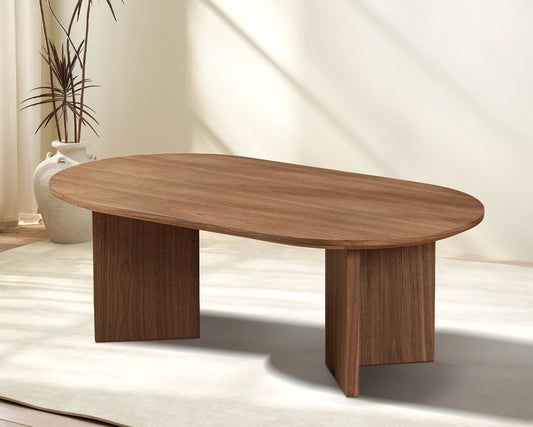 39.37" Modern Oval Coffee Table with Sturdy Pedestal
