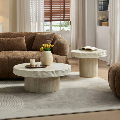 Faux Marble Textured Coffee Table – No Assembly, Modern Living Room
