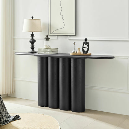 66.93" Modern Console Table – Cylinder Legs for Entryway, Natural
