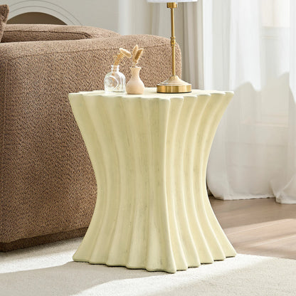 15.16" Vintage Fiberglass Side Table – No Assembly, Beige