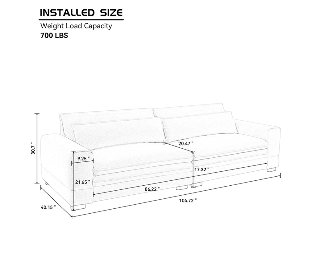 Fabric Mid-Century Sofa Couch Modern Upholstered Couch