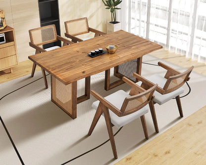70.87 Inch Rectangular Waves Wooden Dining Table