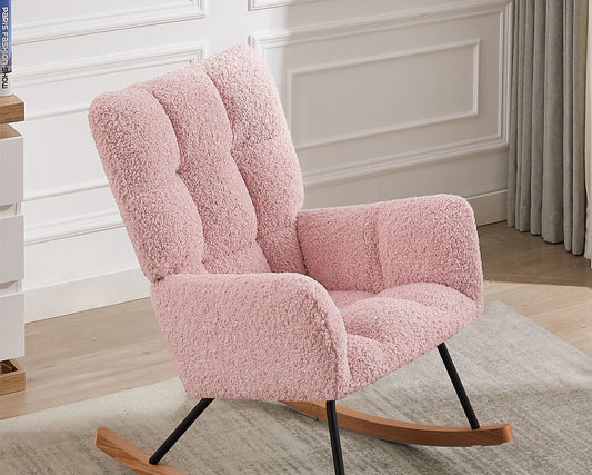Comfy Upholstered Lounge Chair Rocking Chair with High Backrest