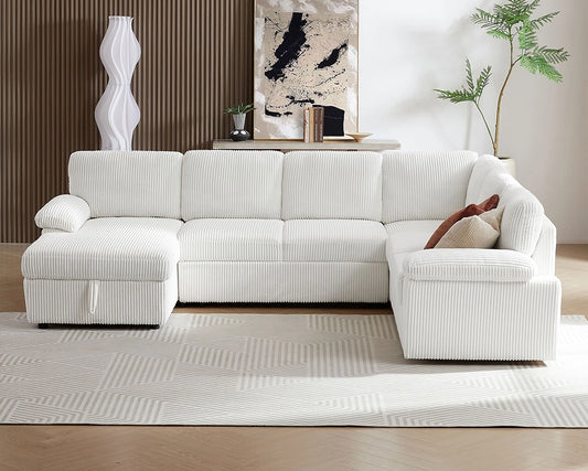 118.09"Corduroy Oversized Modular Storage Sectional Sofa Couch for Home Apartment Office Living Room