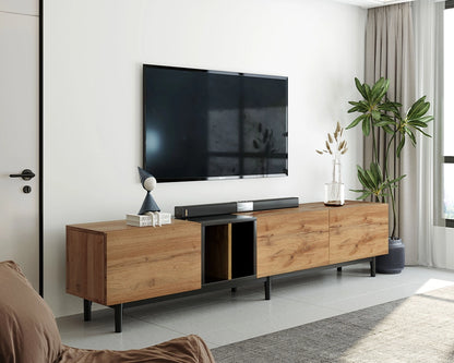 76.80" Modern TV Stand for 80'' TV with 3 Doors, Media Console Table