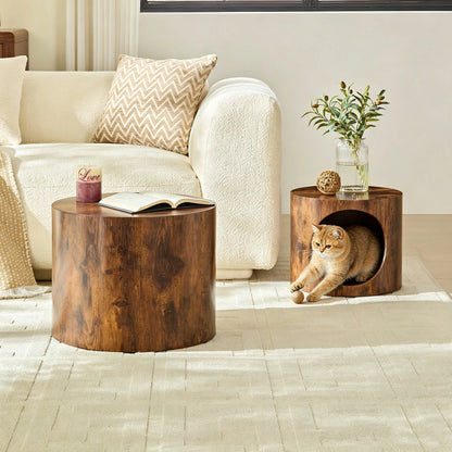 Cat Nest Stool Set – 2-Piece Round Nesting Coffee Tables, No Assembly