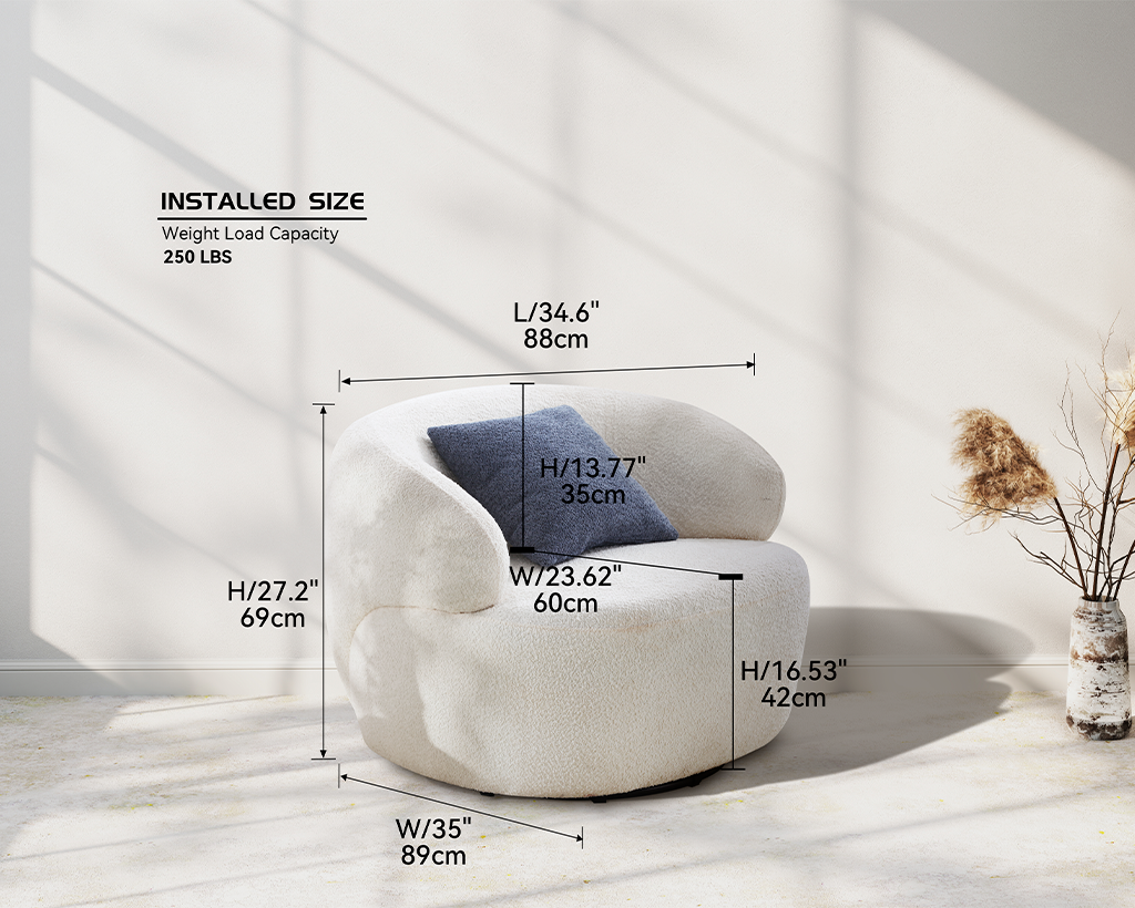 Cozy Swivel Barrel Chair – Boucle Accent Chair