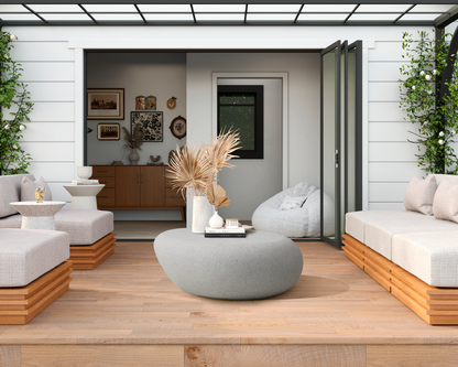 Elliptical Rocks Coffee Table – Stylish Matte Fiberglass Table with Vintage Charm