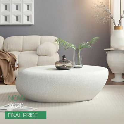 Elliptical Rocks Coffee Table – Stylish Matte Fiberglass Table with Vintage Charm