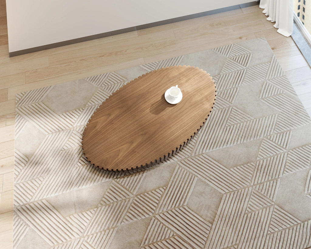 Modern Handcrafted 43.7" Oval Drum Coffee Table