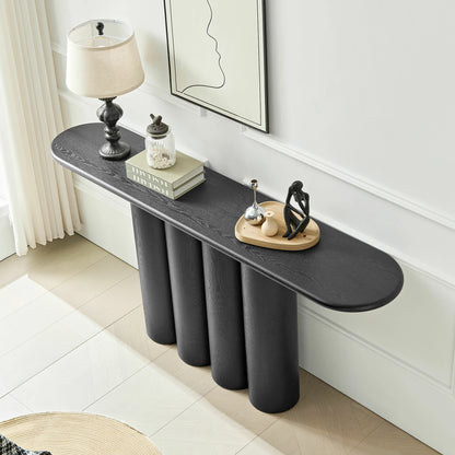 66.93" Modern Console Table – Cylinder Legs for Entryway, Natural