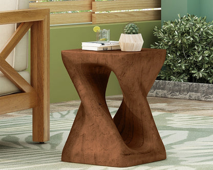 Sculptural MGO Coffee Table, Wood-Grain Finish, Multi-Color