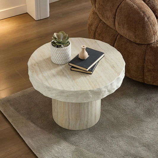 Faux Marble Textured Coffee Table – No Assembly, Modern Living Room