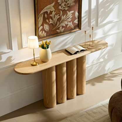 66.93" Modern Console Table – Cylinder Legs for Entryway, Natural