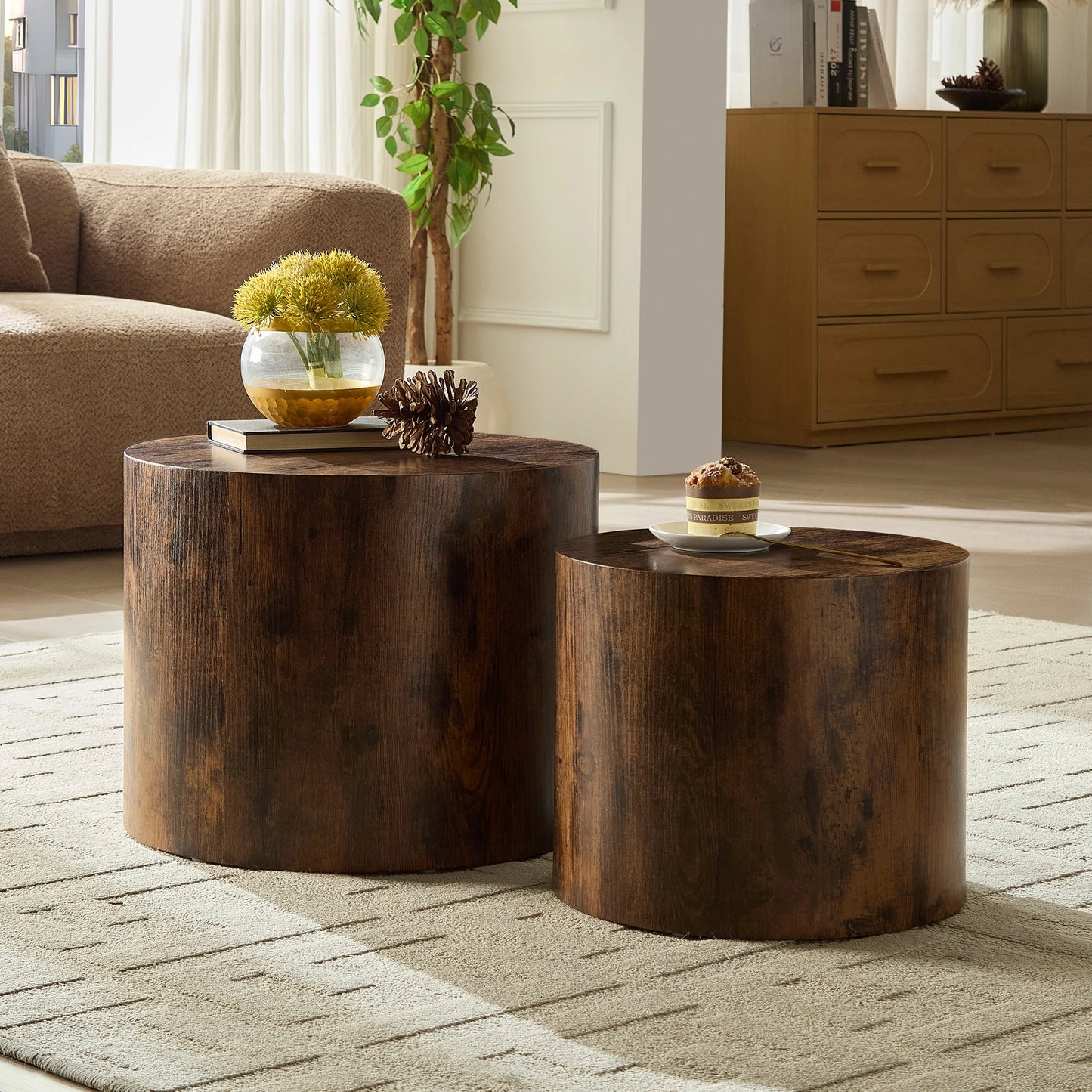 WILLIAMSPACE 2-Piece Nesting Coffee Table Set – Round, No Assembly