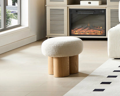 Mushroom stool, grieg plush cushion, wooden barrel PVC pipe