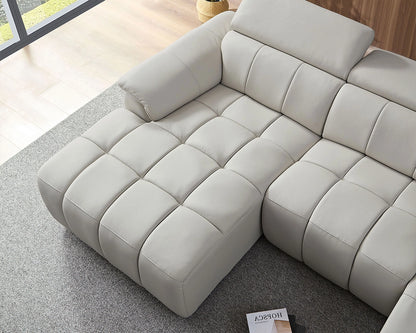Modern Power Reclining Leather Sofa with Theater Seating & USB Port