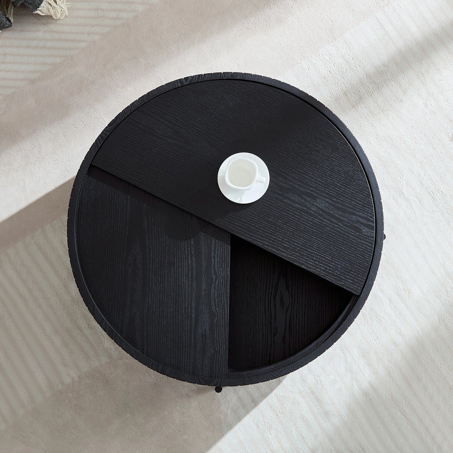 Round Coffee Table with Storage – Accent Tea Table for Home & Office