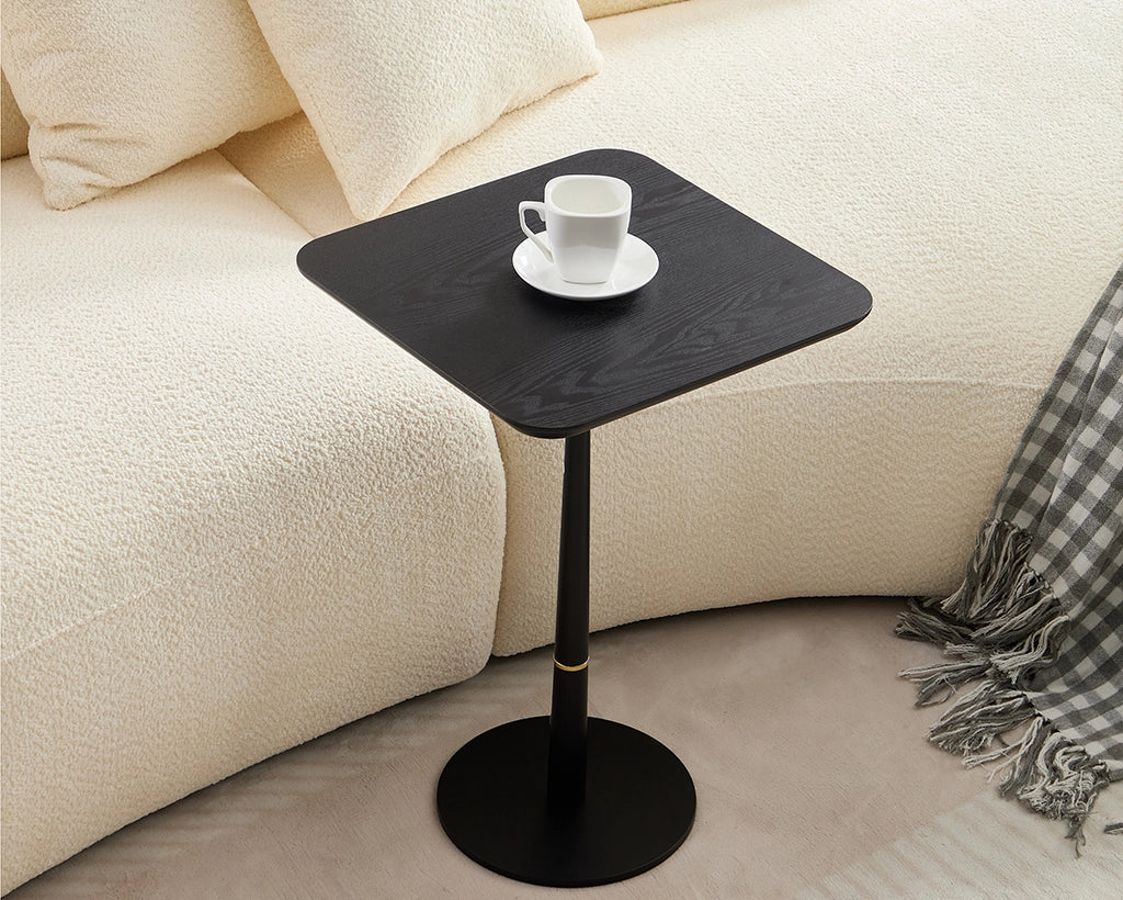 Modern Square Side Table with Gold Accent Ring