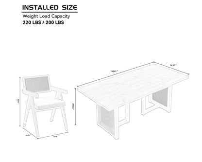 86.61 Inch Oversize Rectangular Waves Dining Table Set