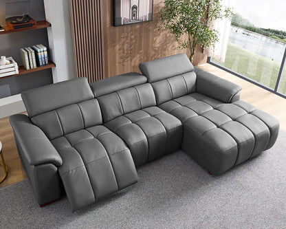 Electric Right-Facing L-Shaped Leather Recliner with USB Port