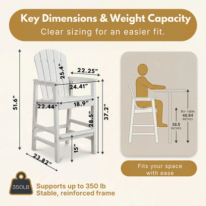 HDPE Bar Height Adirondack Chair – Cup Holder, UV/Weather Resistant