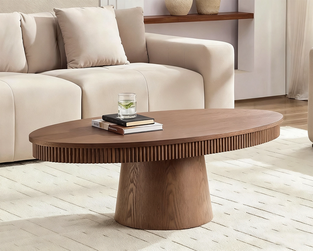 Modern Design Oval Handcraft Drum Coffee Table Length 47.24 inch Coffee Table