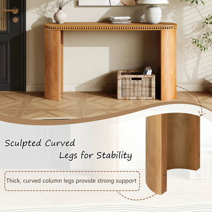 Mirod Vintage Console Table – Beaded Trim, Reversible Curved Legs