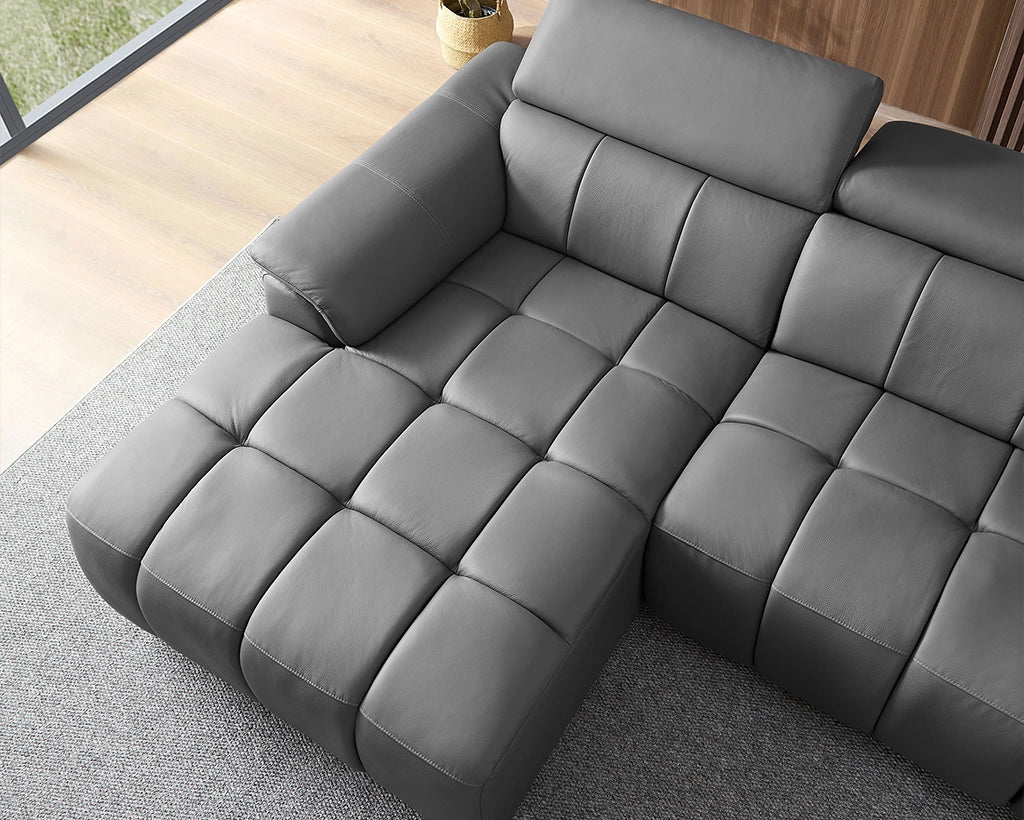 Electric Sofa Left-Facing L-Shaped Leather Recliner with USB Port