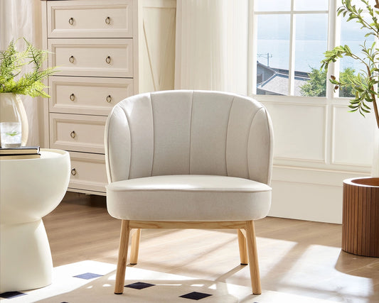 Ash Wooden Frame Upholstered Lounge Shell Chair