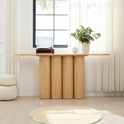 66.93" Modern Console Table – Cylinder Legs for Entryway, Natural