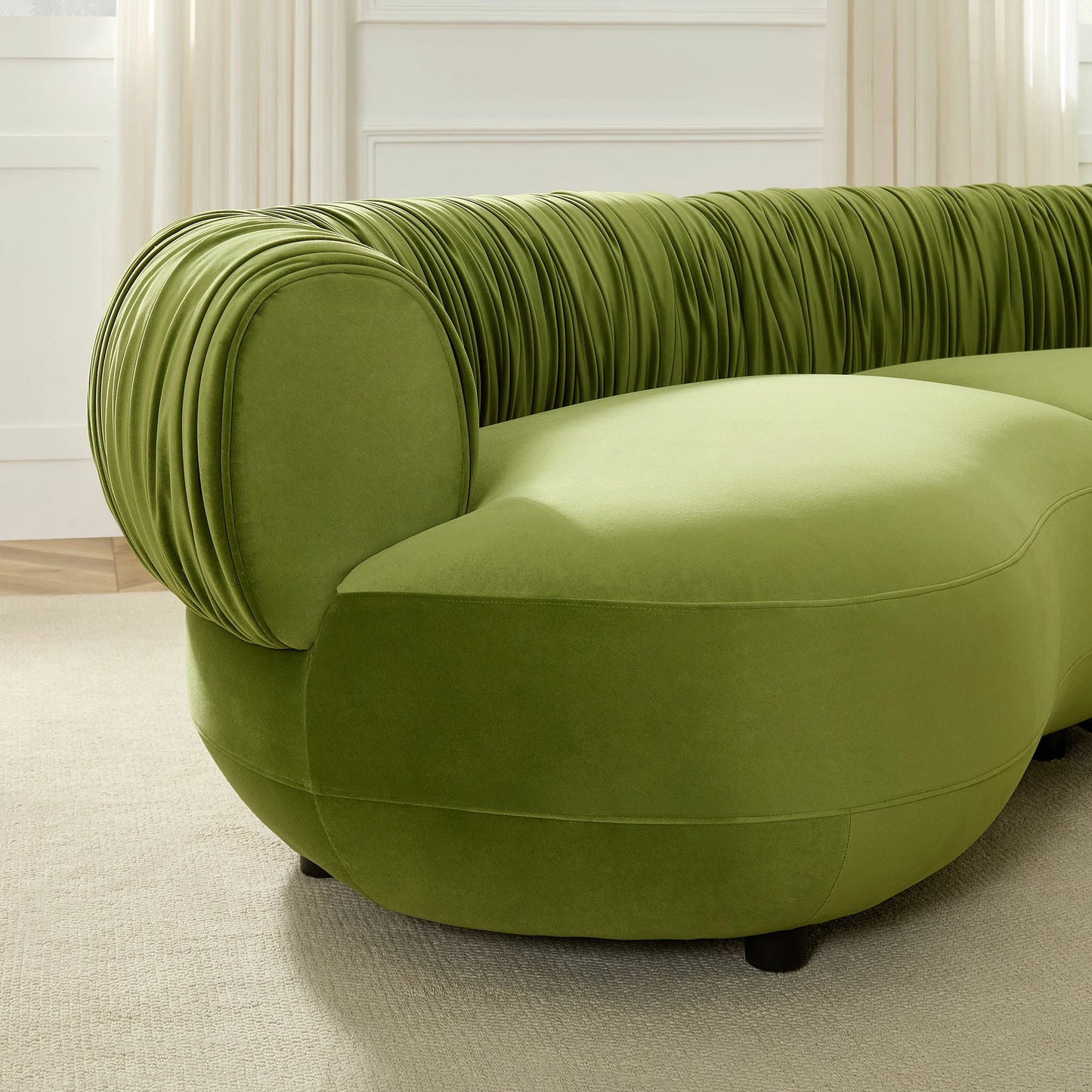 102.36" Modern Curved Sofa – Crescent Silhouette, Living Room