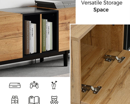 76.80" Modern TV Stand for 80'' TV with 3 Doors, Media Console Table